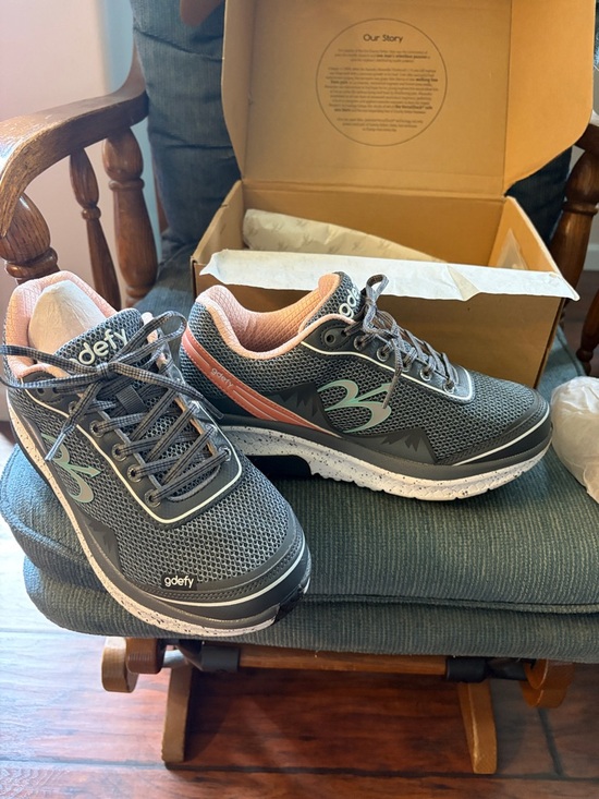 G-Defy Shoes - Gdefy Gray Mesh Walking Shoes with Coral and Mint Accents
